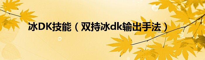 冰DK技能（双持冰dk输出手法）