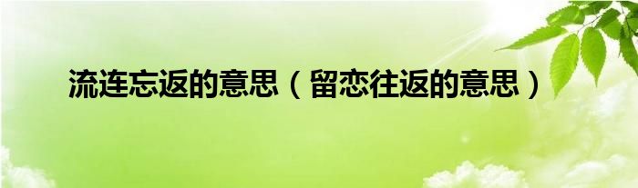 流连忘返的意思（留恋往返的意思）