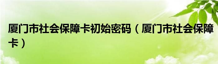 厦门市社会保障卡初始密码（厦门市社会保障卡）