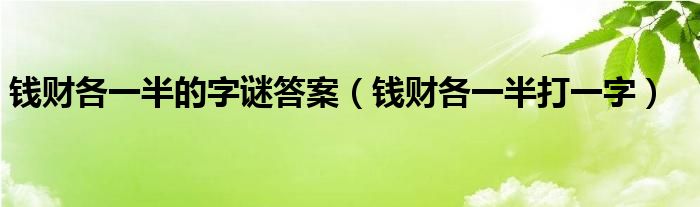 钱财各一半的字谜答案（钱财各一半打一字）