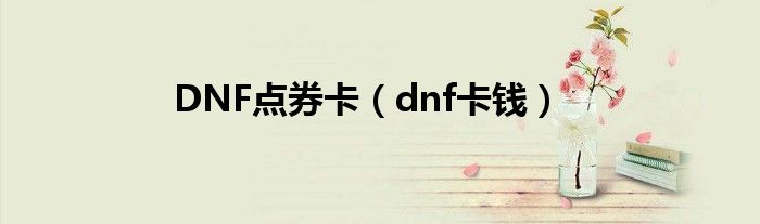 DNF点券卡（dnf卡钱）