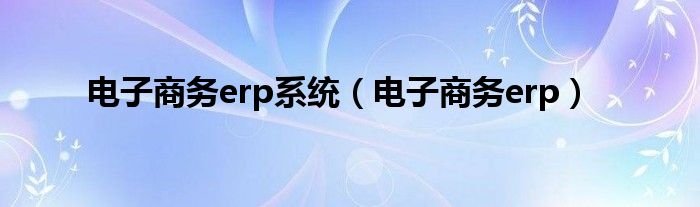 电子商务erp系统（电子商务erp）