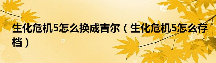 生化危机5怎么换成吉尔（生化危机5怎么存档）