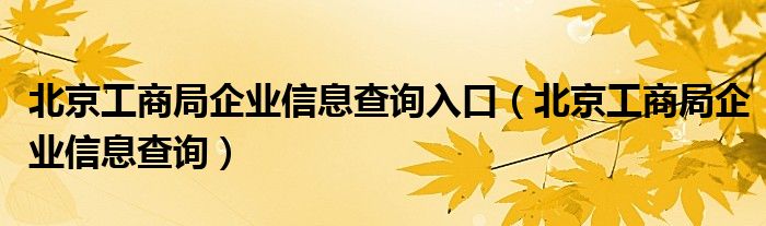 北京工商局企业信息查询入口（北京工商局企业信息查询）