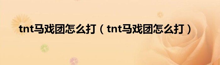 tnt马戏团怎么打（tnt马戏团怎么打）