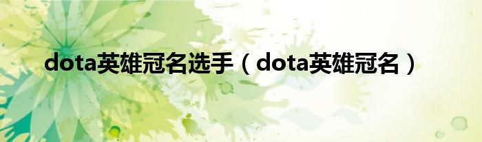 dota英雄冠名选手（dota英雄冠名）