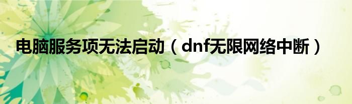 电脑服务项无法启动（dnf无限网络中断）