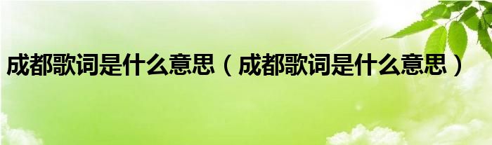 成都歌词是什么意思（成都歌词是什么意思）