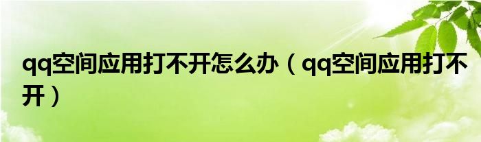 qq空间应用打不开怎么办（qq空间应用打不开）