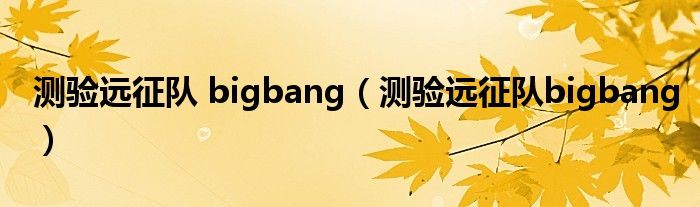 测验远征队 bigbang（测验远征队bigbang）