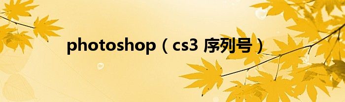 photoshop（cs3 序列号）