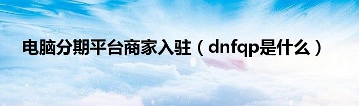 电脑分期平台商家入驻（dnfqp是什么）