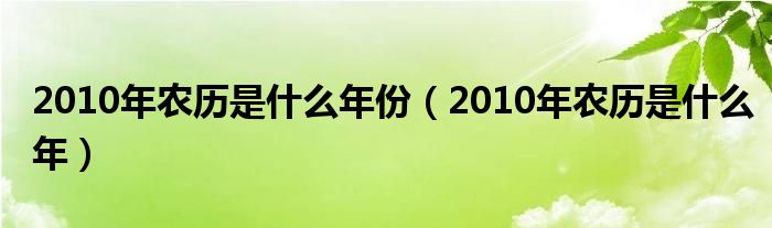 2010年农历是什么年份（2010年农历是什么年）