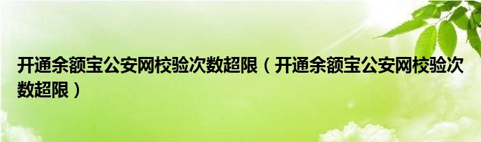 开通余额宝公安网校验次数超限（开通余额宝公安网校验次数超限）