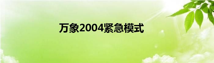 万象2004紧急模式