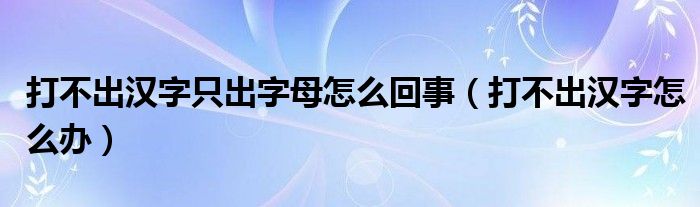 打不出汉字只出字母怎么回事（打不出汉字怎么办）