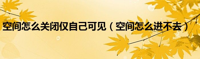 空间怎么关闭仅自己可见（空间怎么进不去）