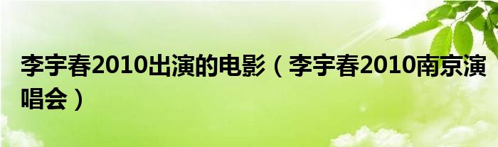 李宇春2010出演的电影（李宇春2010南京演唱会）