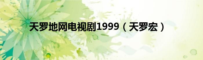 天罗地网电视剧1999（天罗宏）