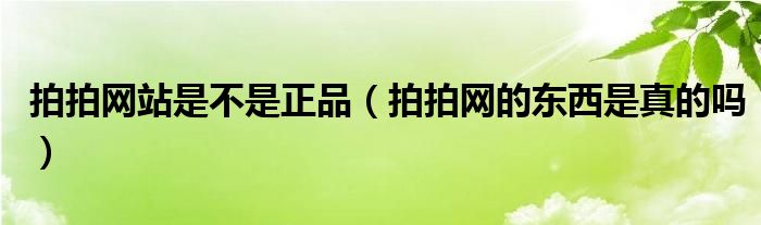 拍拍网站是不是正品（拍拍网的东西是真的吗）