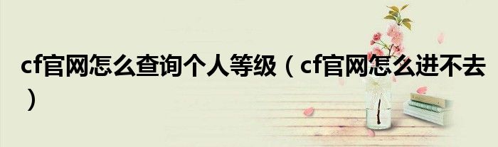 cf官网怎么查询个人等级（cf官网怎么进不去）