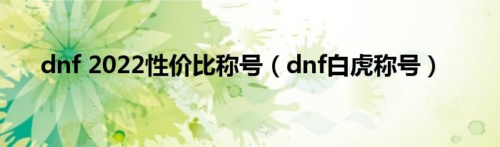 dnf 2022性价比称号（dnf白虎称号）