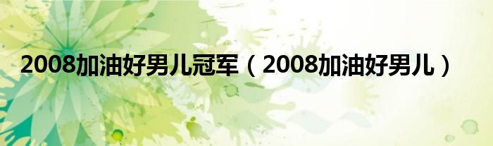 2008加油好男儿冠军（2008加油好男儿）