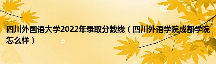 四川外国语大学2022年录取分数线（四川外语学院成都学院怎么样）