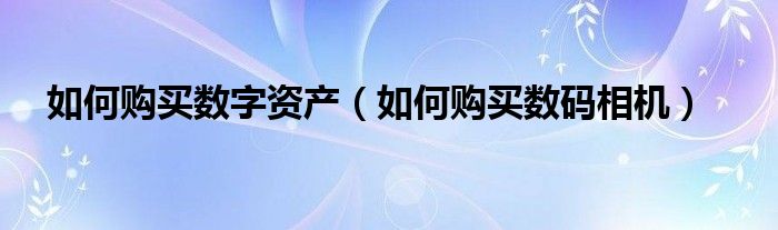 如何购买数字资产（如何购买数码相机）