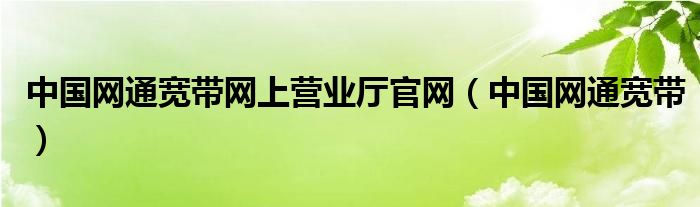 中国网通宽带网上营业厅官网（中国网通宽带）