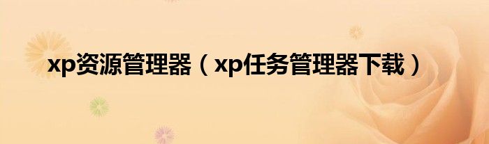 xp资源管理器（xp任务管理器下载）