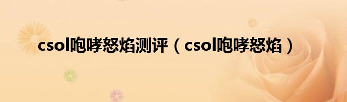 csol咆哮怒焰测评（csol咆哮怒焰）