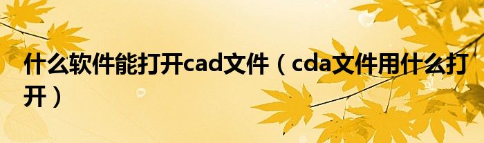 什么软件能打开cad文件（cda文件用什么打开）