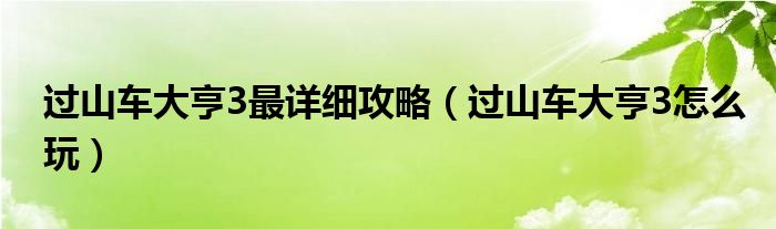 过山车大亨3最详细攻略（过山车大亨3怎么玩）