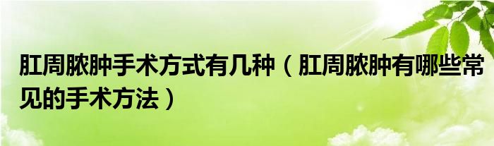 肛周脓肿手术方式有几种（肛周脓肿有哪些常见的手术方法）