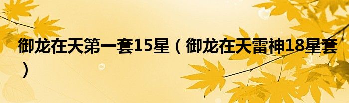 御龙在天第一套15星（御龙在天雷神18星套）