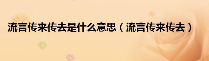 流言传来传去是什么意思（流言传来传去）