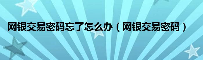 网银交易密码忘了怎么办（网银交易密码）