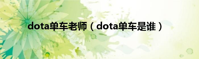 dota单车老师（dota单车是谁）