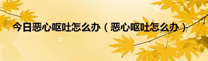 今日恶心呕吐怎么办（恶心呕吐怎么办）