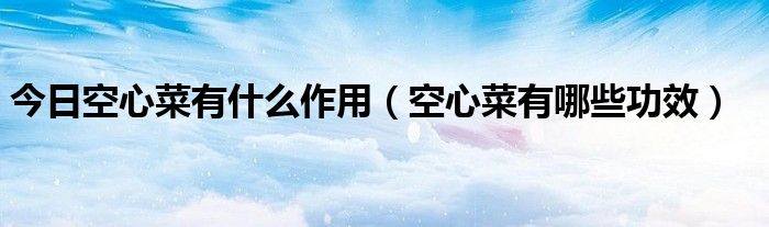 今日空心菜有什么作用（空心菜有哪些功效）