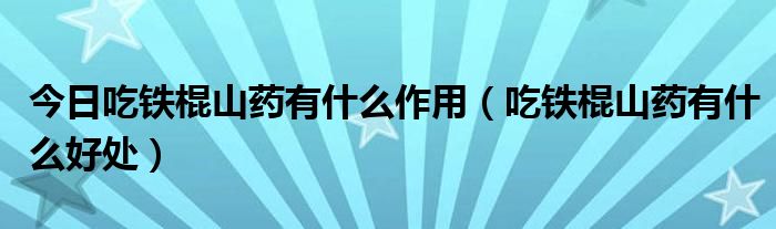 今日吃铁棍山药有什么作用（吃铁棍山药有什么好处）