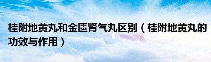 桂附地黄丸和金匮肾气丸区别（桂附地黄丸的功效与作用）