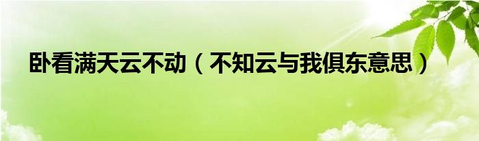 卧看满天云不动（不知云与我俱东意思）