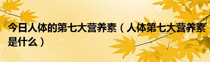 今日人体的第七大营养素（人体第七大营养素是什么）