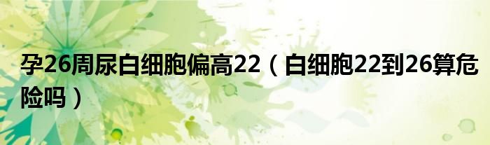 孕26周尿白细胞偏高22（白细胞22到26算危险吗）