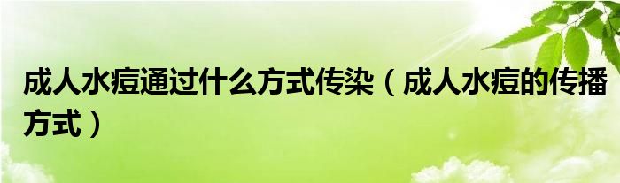 成人水痘通过什么方式传染（成人水痘的传播方式）