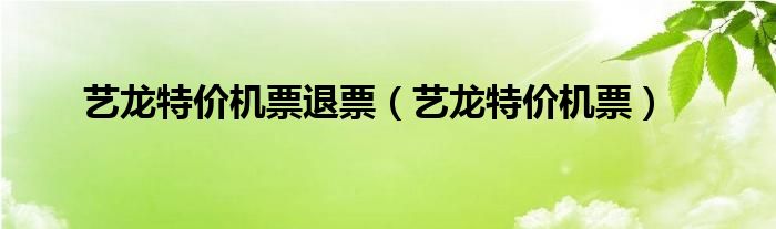 艺龙特价机票退票（艺龙特价机票）