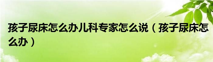 孩子尿床怎么办儿科专家怎么说（孩子尿床怎么办）