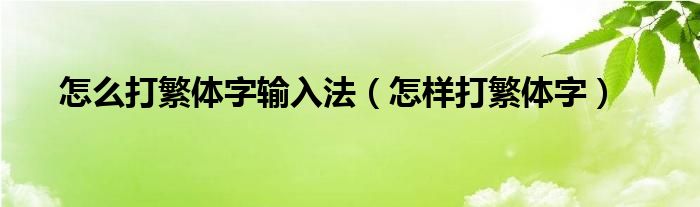 怎么打繁体字输入法（怎样打繁体字）